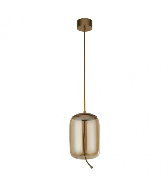 Sospensione Lisbon Vetro, acciaio dolce Ottone satinato, vetro ambrato 1 lampadina 43cm