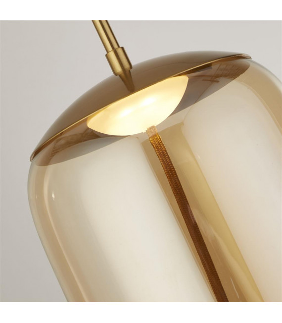 Lisbon Pendant Glass, mild steel Satin brass, Amber glass 1 bulb 43cm