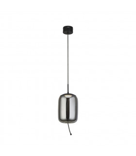 Lámpara colgante Lisbon Glass, acero dulce negro, vidrio ahumado 1 bombilla 43cm
