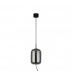 Lisbon Glass pendant light, black mild steel, smoked glass 1 bulb 43cm