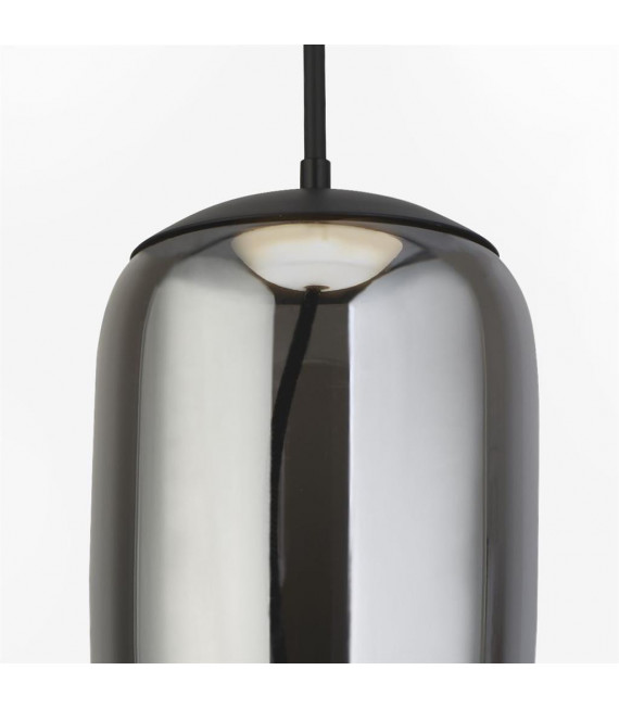 Lámpara colgante Lisbon Glass, acero dulce negro, vidrio ahumado 1 bombilla 43cm