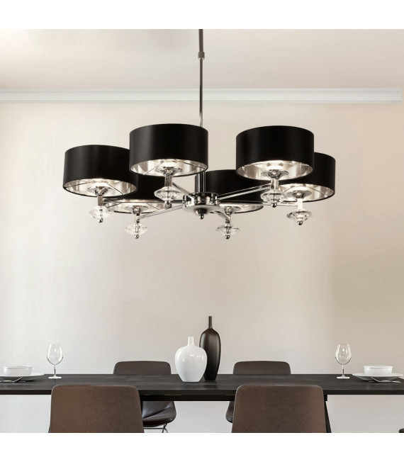 Ciondolo New Orleans in acciaio dolce cromato 6 lampadine 54 cm