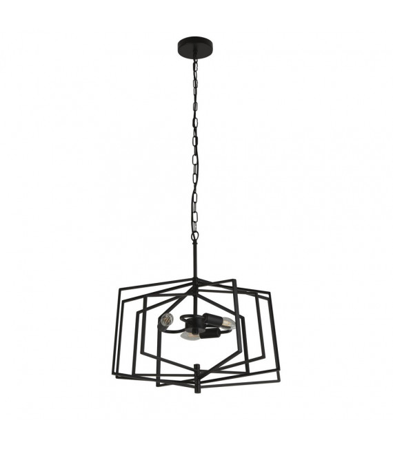 Suspension Slinky Acier doux Noir mat 3 ampoules 50cm