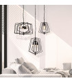 Suspension Slinky Acier doux Noir mat 3 ampoules 50cm