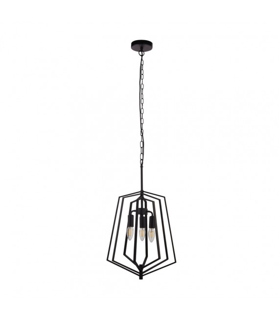 Sospensione Slinky Acciaio dolce Nero opaco 3 lampadine 55cm