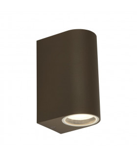 Gartenwandleuchte Eiffel Glas, Aluminium Rostbraun 2 flammig 15cm