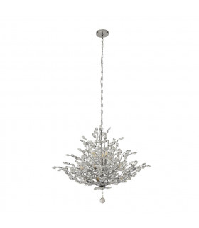 Hängestrauß Glas, Stahl Chrom, Klar 11 Glühbirnen 62cm