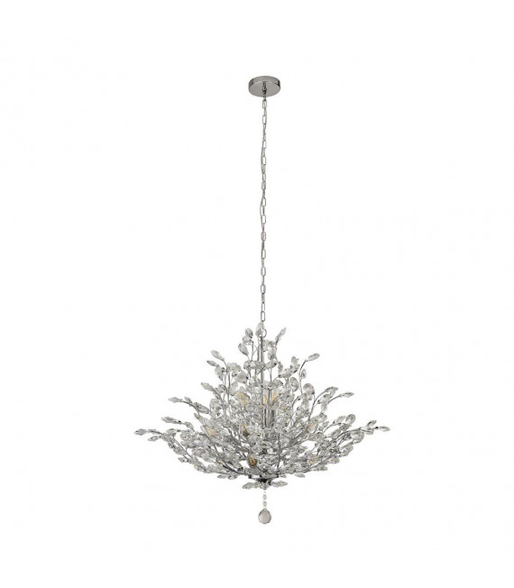 Suspension Bouquet Glass, Mild Steel Chrome, Clear 11 bulbs 62cm