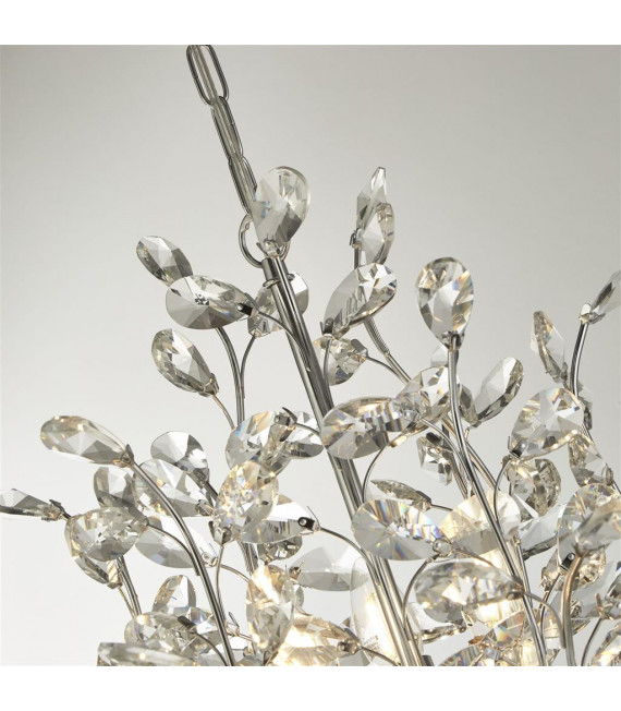 Sospensione Bouquet vetro, acciaio dolce cromato, trasparente 11 lampadine 62 cm