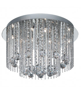 Plafonnier Design Beatrix Verre,acier,aluminium Argent,chrome,Clea 8 ampoules 28cm