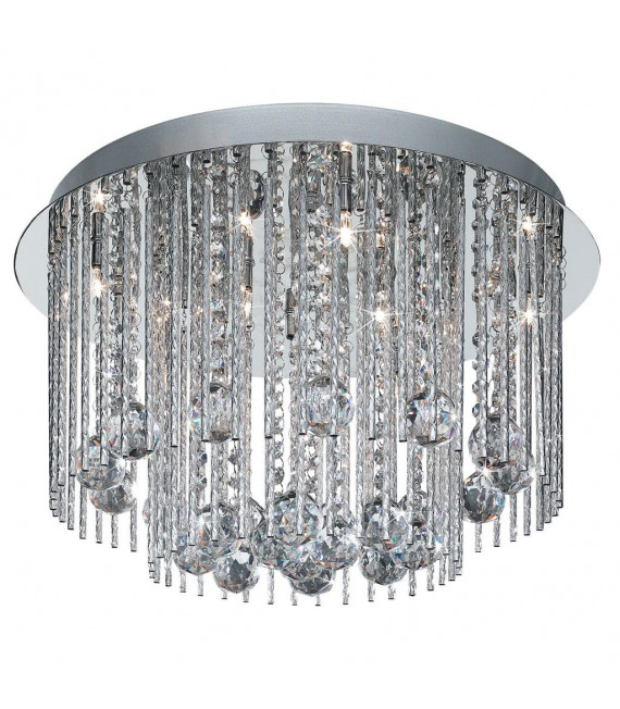 Design ceiling light Beatrix Glass, steel, silver aluminum, chrome, Clea 8 bulbs 28cm