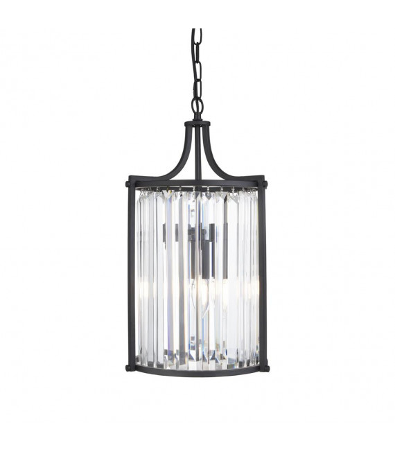 Ciondolo lanterna Victoria Vetro, acciaio dolce Nero opaco 2 lampadine 47cm