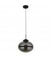 Suspension Meringue Verre,acier doux Fumé Noir 1 ampoule 38cm
