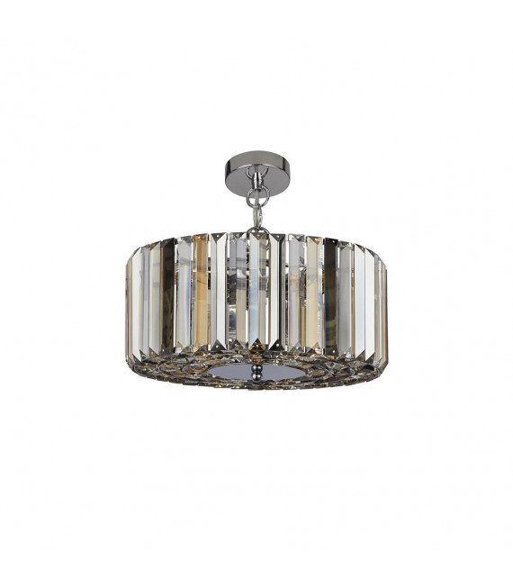 Suspension Chapeau Verre,acier doux Chrome,ambré,Transparent,fumé 3 ampoules 21cm