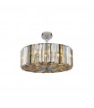 Suspension Chapeau Verre,acier doux Chrome,ambré,Transparent,fumé 5 ampoules 21cm