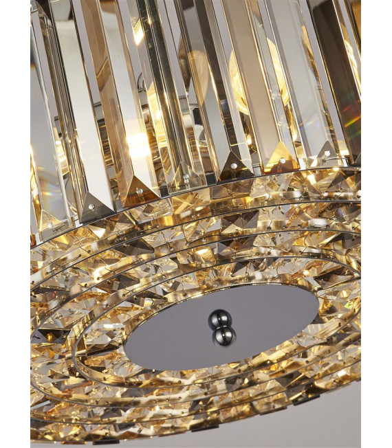 Lampada a sospensione Glass Hat, acciaio cromato dolce, ambra, trasparente, fumé 5 lampadine 21 cm