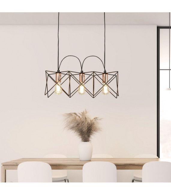 Sospensione Anthea Acciaio dolce Nero opaco 3 lampadine 21cm