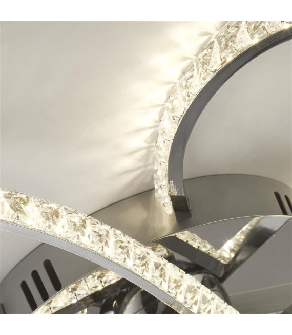 Plafonnier LED intégré Daisy Verre,aluminium,acier doux Chrome,gris,Transparent