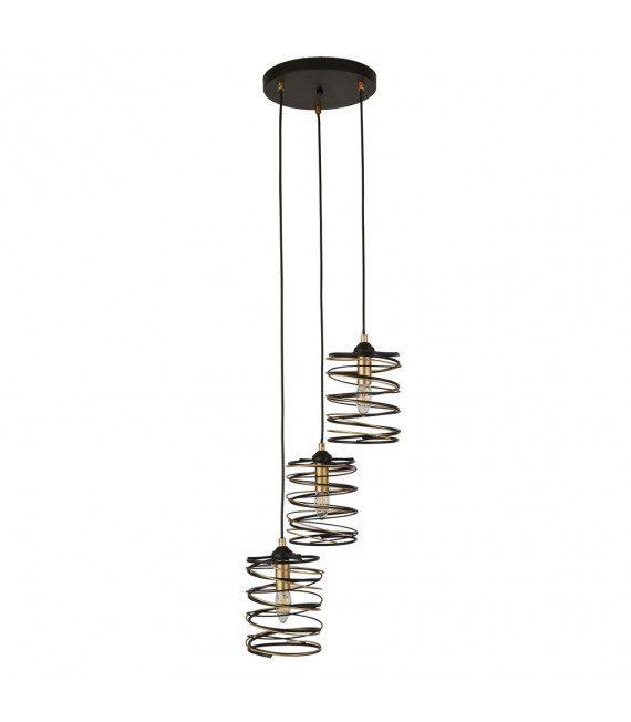 Lampada a sospensione Spring 3 lampadine Acciaio dolce Oro nero