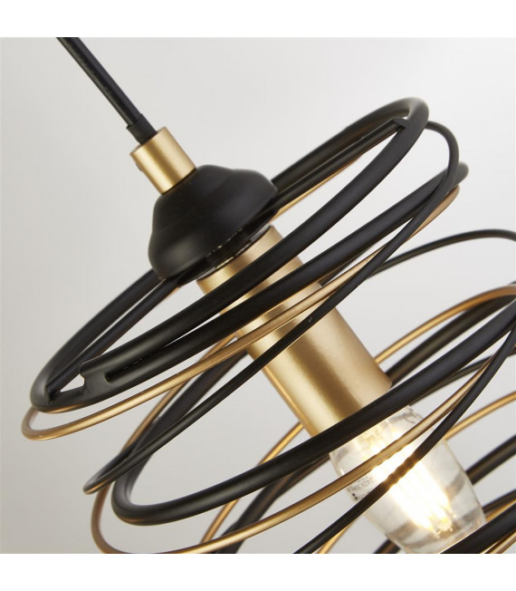 Spring pendant Mild steel Black gold 4 bulbs 22cm