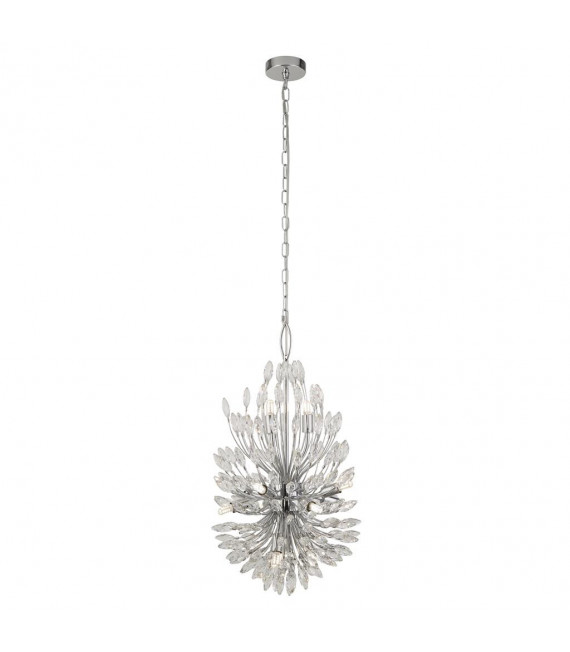 Peacock Pendelleuchte Glas, Stahl Chrom, Klar 14 Glühbirnen 64cm