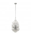 Peacock Pendant Glass, Mild Steel Chrome, Clear 14 bulbs 64cm