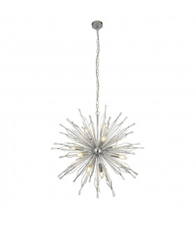 Suspension Starburst Acrylique,acier doux Chrome,Transparent 10 ampoules 74cm