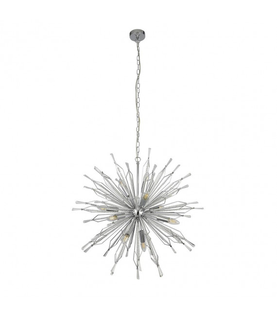Suspension Starburst Acrylique,acier doux Chrome,Transparent 10 ampoules 74cm