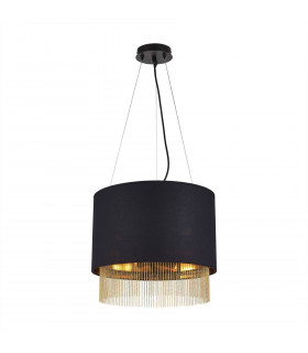 Suspension Fringe Acier Noir mat 3 ampoules 34cm