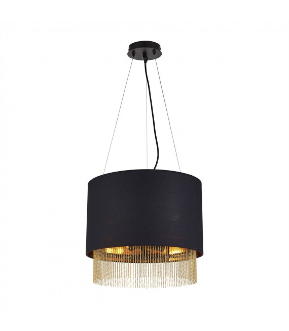 Suspension Fringe Acier Noir mat 3 ampoules 34cm
