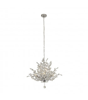 Bouquet Pendelleuchte Glas, Baustahl Chrom, Klar 7 Glühbirnen 58cm