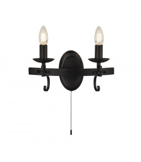 Applique murale Cartwheel Acier doux Noir mat 2 ampoules 18cm