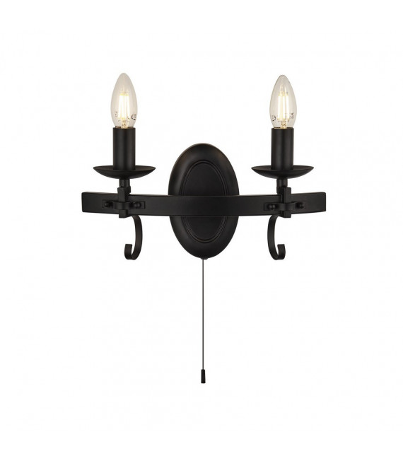 Cartwheel Wandleuchte Baustahl Mattschwarz 2 flammig 18cm