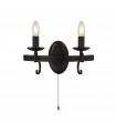 Cartwheel wall light Mild steel Matt black 2 bulbs 18cm