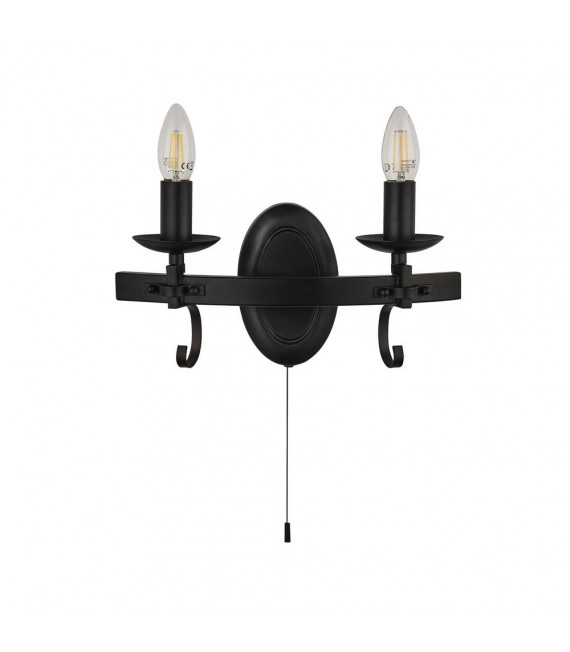 Aplique de pared Cartwheel Acero dulce Negro mate 2 bombillas 18cm