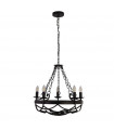Cartwheel pendant Mild steel Matt black 5 bulbs 52cm
