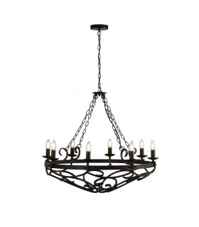 Suspension Cartwheel Acier doux Noir mat 8 ampoules 72cm