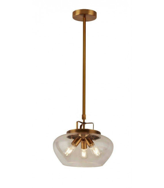 Lampada a sospensione a sfera in acciaio bronzo 3 lampadine 85,5 cm