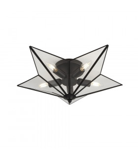 Star ceiling light Mild steel Black 5 bulbs 18cm