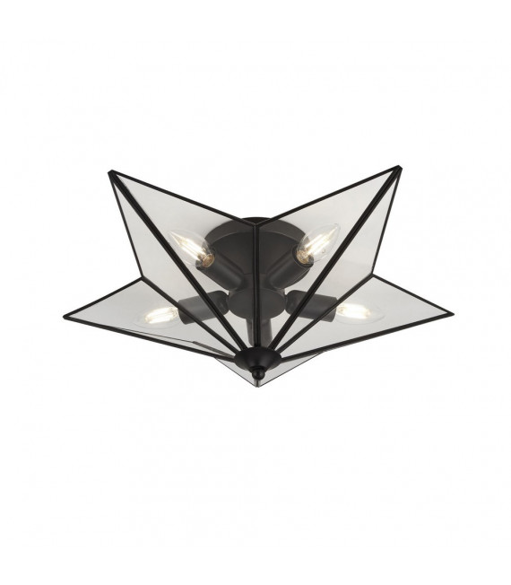 Plafón Star Acero dulce Negro 5 bombillas 18cm