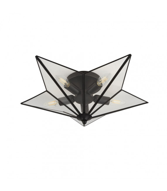 Plafón Star Acero dulce Negro 5 bombillas 18cm