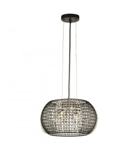 Lampada a sospensione a gabbia Acciaio dolce Nero opaco 4 lampadine 22cm