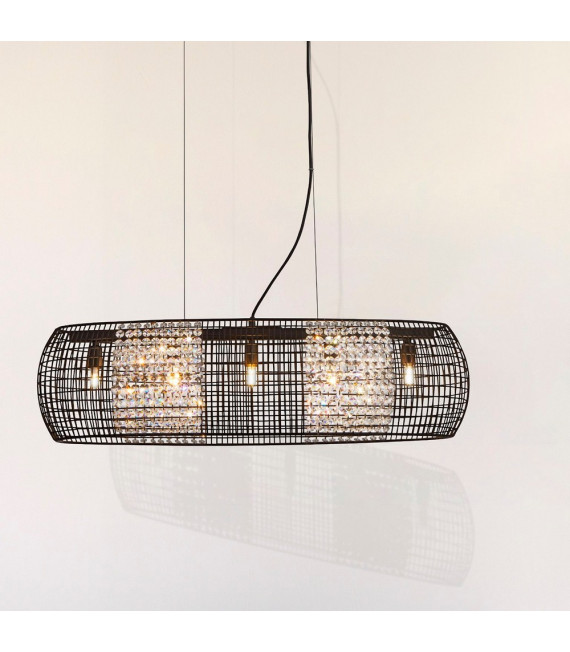 Cage Pendelleuchte Baustahl Mattschwarz 5 flammig 22cm