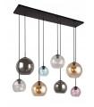 Suspension Mardi Gras 8 ampoules Acier doux Noir mat,bleu,ambre,Transparent,rose,fumé