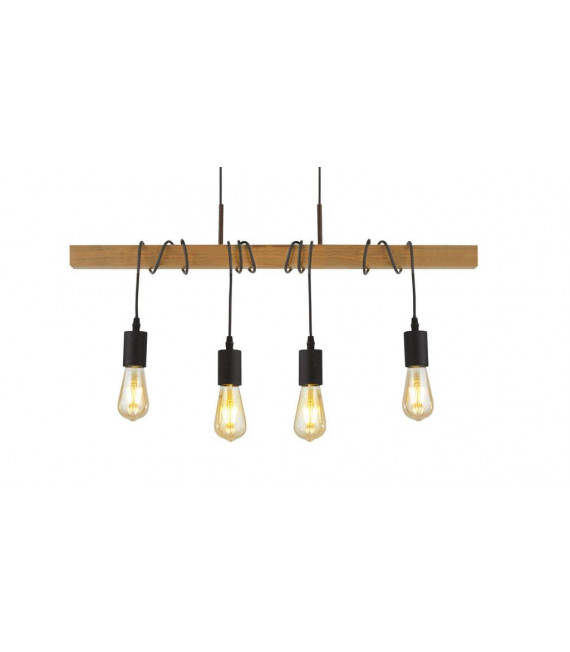 Suspension Woody Bois,acier doux Bois de frêne 4 ampoules 150cm