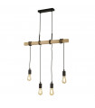 Woody pendant light Wood, mild steel Ash wood 4 bulbs 150cm