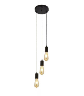 Colgante Squiggle 3 luces Acero Negro mate