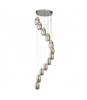 12-bulb Cyclone pendant Glass, acrylic, mild steel Chrome, smoked