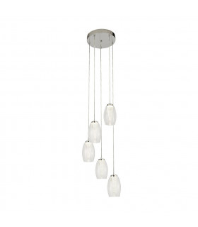 Suspension Cyclone 5 ampoules Verre,acrylique,acier doux Chrome,Transparent