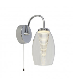 Cyclone integrated LED wall light Glass, acrylic, mild steel Chrome, Transparent, gel